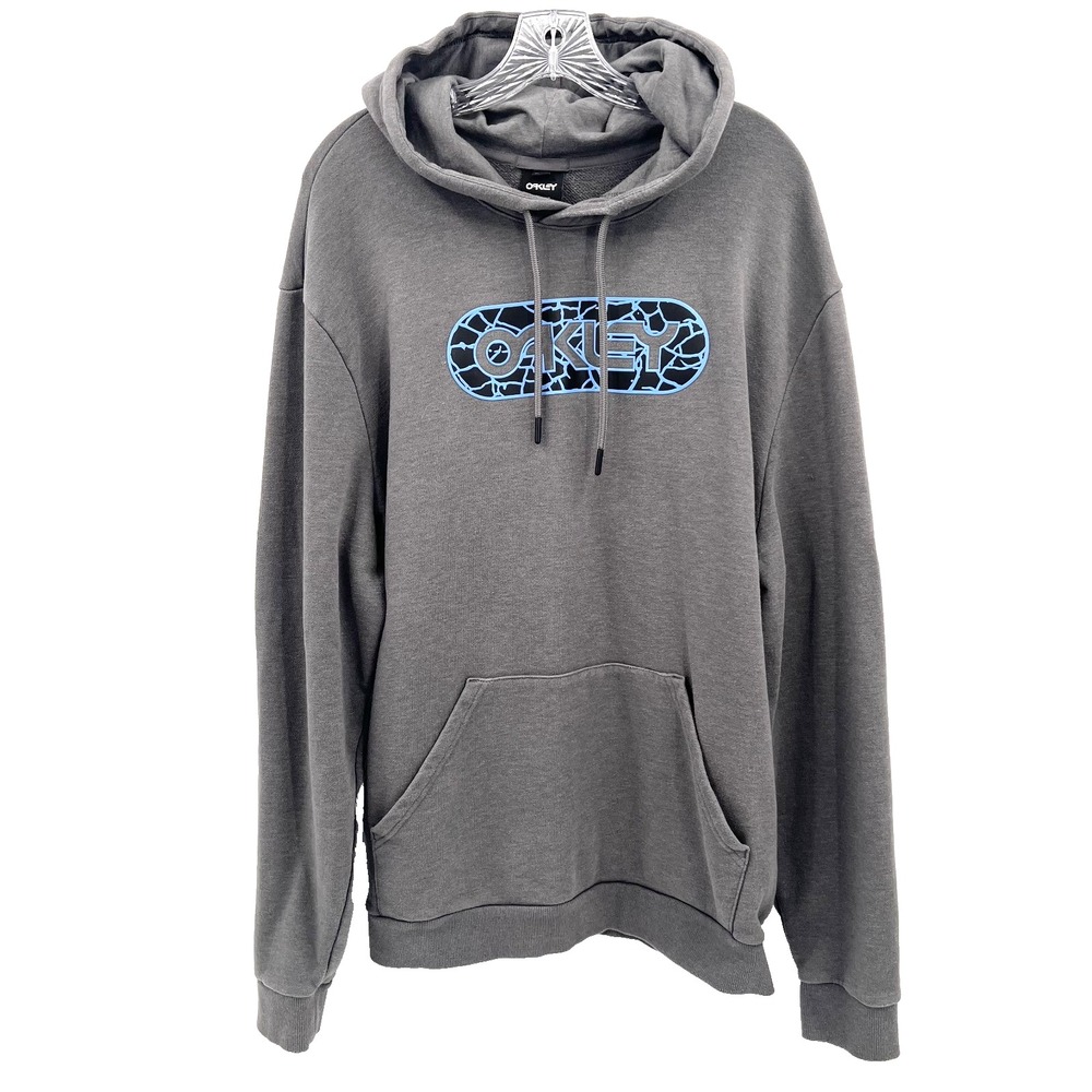 OAKLEY Men's 2XL Regular Fit Dark Gray Raised 3-D Logo Hooded Sweatshirt Hoodie